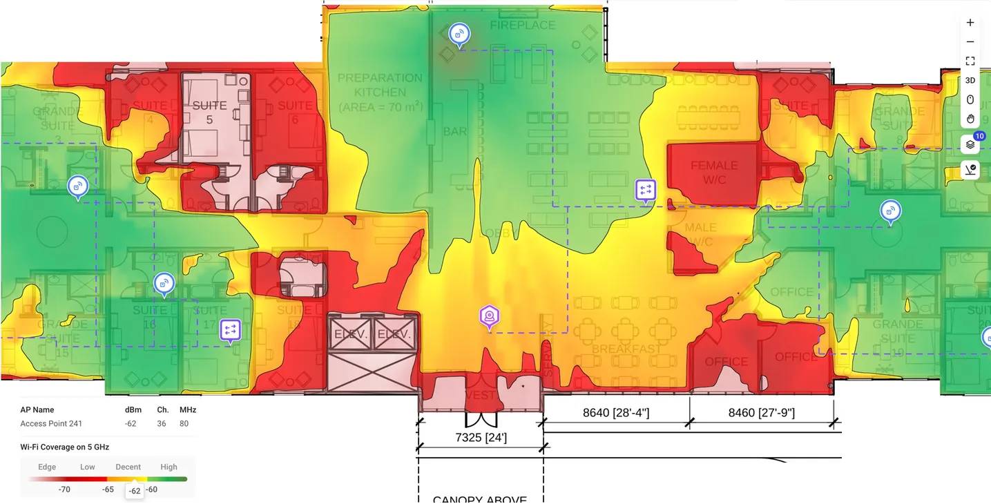 Carte de couverture Wi-Fi sur plan, illustrant la technique derrière les articles
